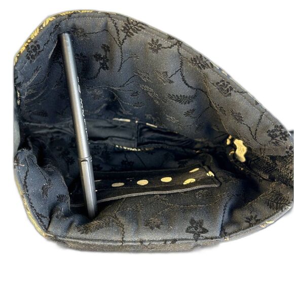 Charmonix Tergal Necktie Bag Wm's Crossbody 7.5"x10.5" Blk/Gold Fabric Print - Picture 7 of 10